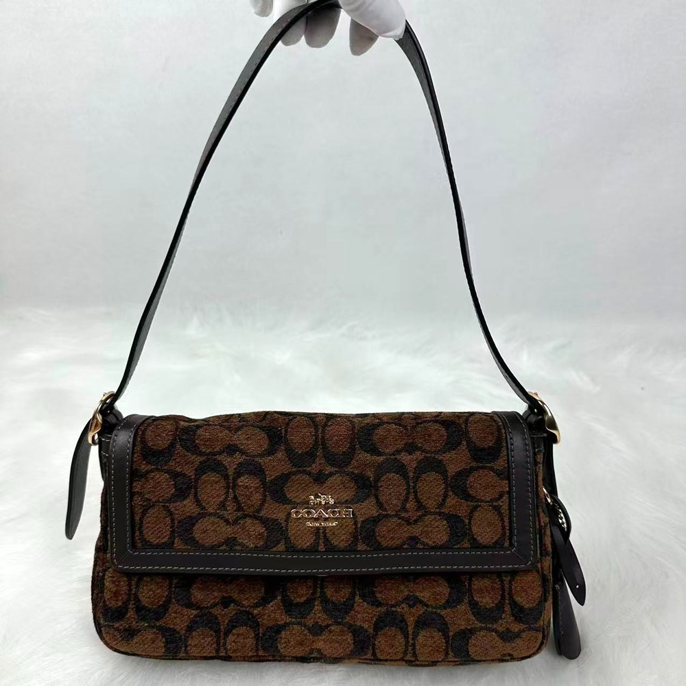 Coach Etta Small Flap Shoulder Bag Signature Chenille CCV65 2025 New Release NWT - Picture 1 of 12